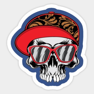 Skull with Glass Mustache Sticker